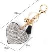 Blue Heart Keychain Leather Tassel Gold Key Holder Crystal Keyring Gift - 2