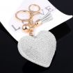 White Heart Keychain Leather Tassel Gold Key Holder Crystal Keyring Gift - 6