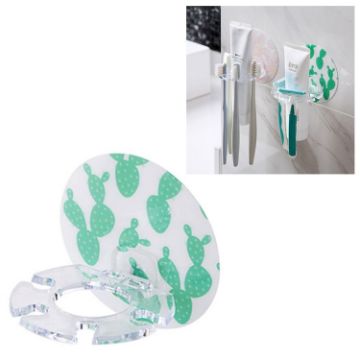 Green Plastic Toothbrush Holder & Toothpaste Dispenser Storage - 1