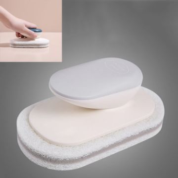 Multi-function Sponge Brush with Handle - Clean Kitchen & Bathroom (Gray) - 1