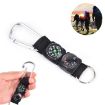 3 in 1 Camping Carabiner with Keychain Compass & Thermometer - Black - 1