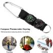 3 in 1 Camping Carabiner with Keychain Compass & Thermometer - Black - 5