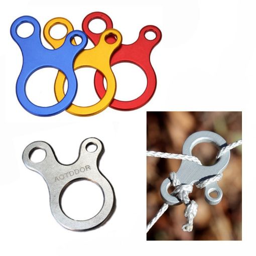 10 PCS Tent Cord Fastener Carabiner Hook Hanger Tightener Buckles Silver - 1