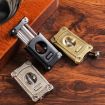 JIFENG 3 In 1 V Cigar Scissors Holder Cutter with Puncher - Silver - 5