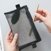 Transparent Mesh Pencil Case - Nylon, Small Black for Office & School Supplies - 6