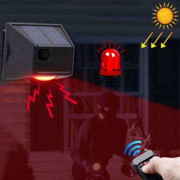 Wireless Remote Solar Alarm N911F 129dB Human Body Induction Sound Light - 1