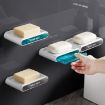 Wall-Mounted Double-Layer Drain Soap Box, Transparent Gray, No Perforation - 7
