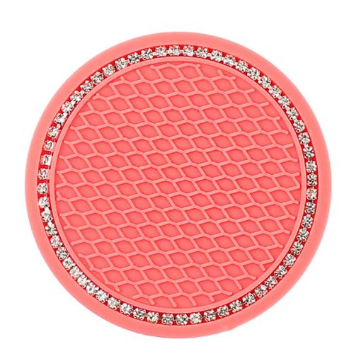 Universal Car Anti-Slip Mat - Diamond Honeycomb Coaster (Watermelon Red) - 1