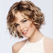 Ladies Short Curly Wig with Oblique Bangs - Fluffy Hair Headgear - 1