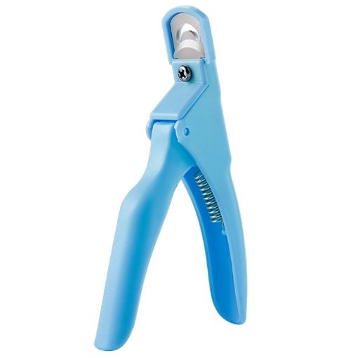 Blue U-Shaped Nail Scissors with Hood for DIY French Fake Nails - 1