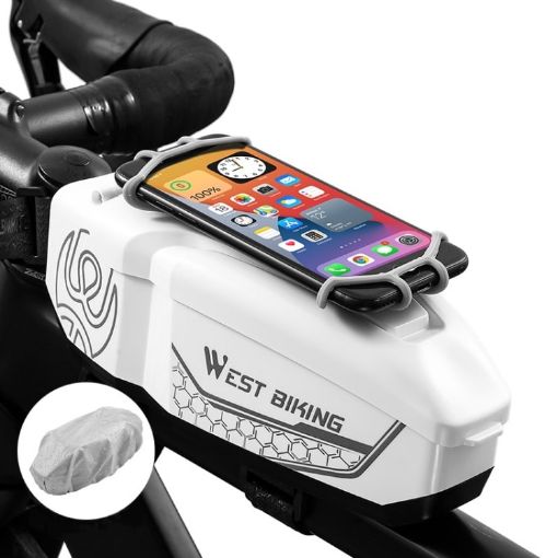 WEST BIKING Waterproof Bike Top Tube Bag - White, Mountain & Road - 1