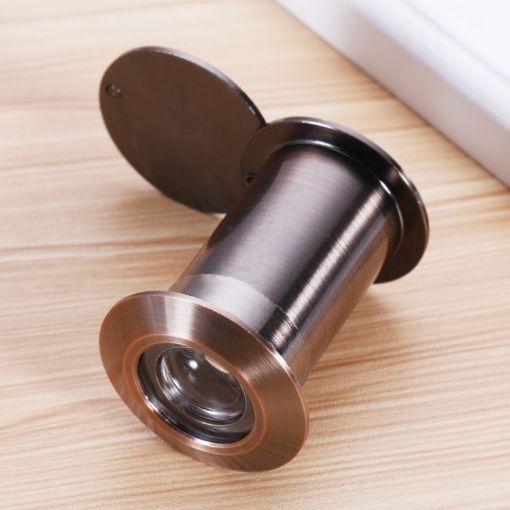2 PCS Security Door Cat Eye HD Lens 200 Wide-Angle 26mm Red Bronze - 1