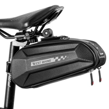 West Biking 1.8L Hard Shell Cycling Tail Bag - Quick Release, Non-Slip - 1