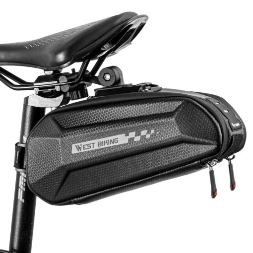 West Biking 1.8L Hard Shell Cycling Tail Bag - Quick Release, Non-Slip - 1