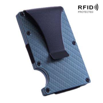 Carbon Fiber Wallet Metal RFID Card Holder - Gray - 1