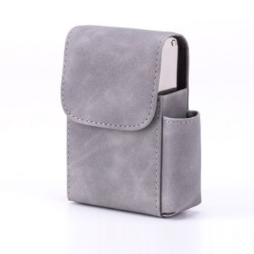 Cigarette Box Fashion Business Card Case - Crazy Horse Plain Gray - 1
