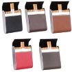Men's Coffee Leather Cigarette Case with Metal Fiber & Magnetic Buckle - 2