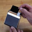 Gray Men Metal Fiber Leather Cigarette Case with Magnetic Buckle - 6
