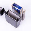 Men's Blue PU Leather Retro Lighter Cigarette Box - 4