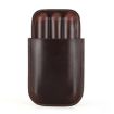 Portable Leather Cigar Humidor - Holds 3 Cigars, Brown, CF5003 - 1