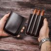 Portable Leather Cigar Humidor - Holds 3 Cigars, Brown, CF5003 - 5