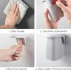 Wall-mounted Magnetic Mouthwash Cup & Toothbrush Rack Set (White) - 7
