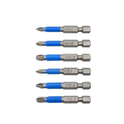 6PCS 50mm Magnetic Hand Drill Screwdriver Bit Set - Anti-Slip Design - 1