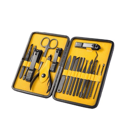 18 In 1 Nail Clippers Set - Home Pedicure & Nail Care Tools (Black Yellow) - 1