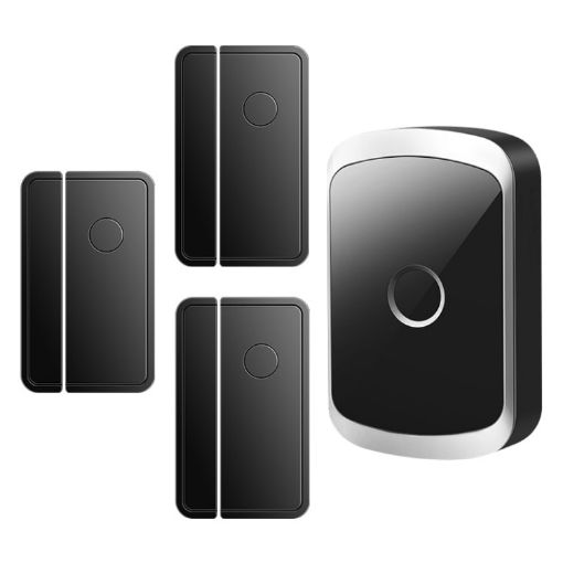 CACAZI M20 Wireless Doorbell Alarm, EU Plug, 1 For 3 Door Sensor, Black - 1