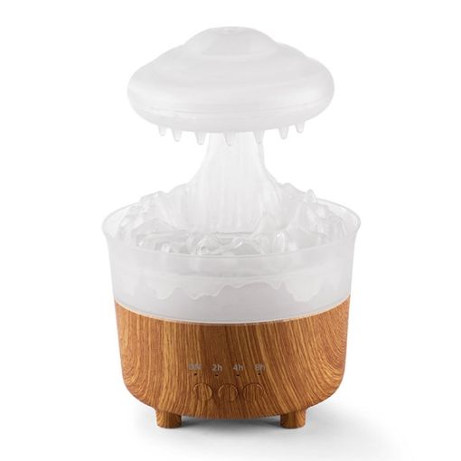V50 Desktop Night Light Humidifier Wood Grain Aroma Diffuser AU Plug White - 1