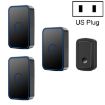 CACAZI A19 Wireless Music Doorbell, No Battery, US Plug, Black, 1 for 3 - 1