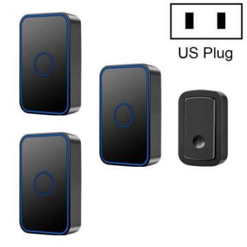 CACAZI A19 Wireless Music Doorbell, No Battery, US Plug, Black, 1 for 3 - 1