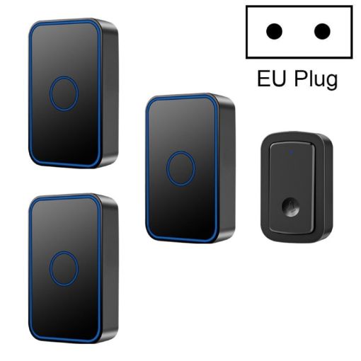 CACAZI A19 Wireless Music Doorbell, EU Plug, Black, No Battery Needed - 1