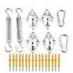 24 PCS Outdoor Shade Sail Kit - Stainless Steel Accessories & Screws - 1