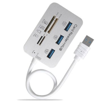 3 Port USB 3.0 Hub + 4 Port Card Reader Splitter (White) - Model 619-3.0 - 1