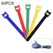 60 PCS T-Shaped Cable Organizer Belt, 20cm Nylon Winder Buckle, Random Color - 1