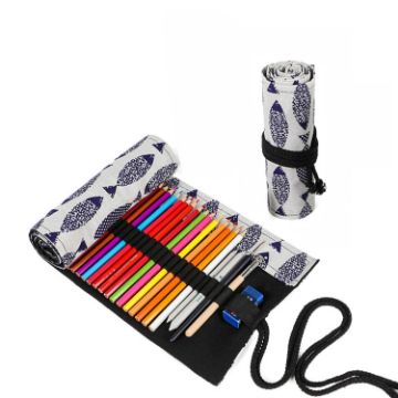 12 Holes Saury Canvas Pen Bag - Color Lead Roller Storage Box - 1