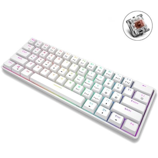 LEAVEN K28 61-Key RGB Wireless Bluetooth/Wired Mechanical Keyboard White - 1