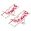 1:12 Scale Red Beach Lounge Chair Model - 2 PCS, Foldable Props - 1