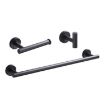 Black Grooved 304 Stainless Steel Bathroom Shelf with Towel Holder - 3