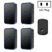 CACAZI A19 Wireless Music Doorbell, 1 for 4, No Battery, US Plug, Black - 1