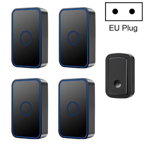 CACAZI A19 Wireless Music Doorbell, EU Plug, Black, No Battery Needed - 1