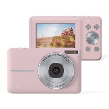 DC403L-AF 2.4" 16X Zoom HD Digital Camera for Kids - EU Plug, Pink - 1