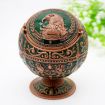 Red Copper Green Eagle Metal Globe Ashtray with Lid - Holiday Gift Decor - 1