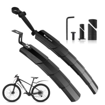 WEST BIKING Mountain Bike Folding Mudguards - Retractable, Black - 1
