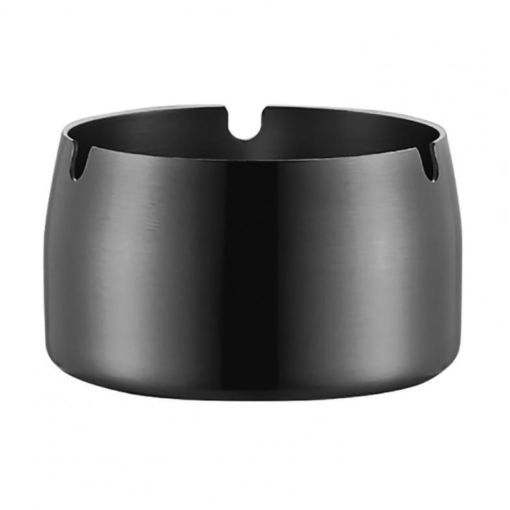 Extra Large Black Windproof Drop-Proof Stainless Steel Ashtray - 1