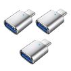USB 3.0 Female to USB-C Male OTG Adapter 3-Pack with Light (Silver) - 1