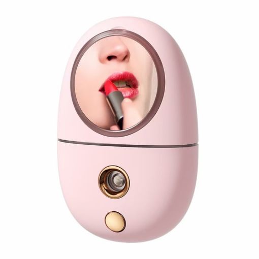 Q801A Pink Makeup Mirror & Spray Moisturizing Device - 1