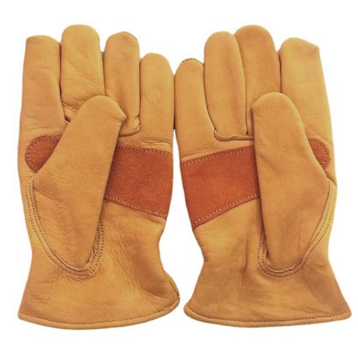 JJ-1004 Yellow Leather Welding Safety Gloves, Size M - Outdoor Garden Use - 1