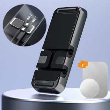 S15 Magnetic Aluminum Car Phone Holder - Black Data Cable Storage - 1